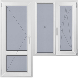 Балконный блок с двухстворчатым окном и глухим сегментом